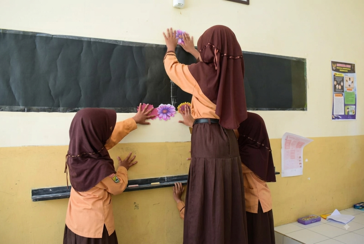 Menghias kelas (2A)